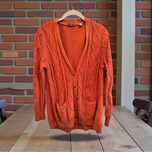 Vibrant Orange Knit Cardigan